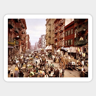 Mulberry Street, New York, circa 1900 (C016/4558) Sticker